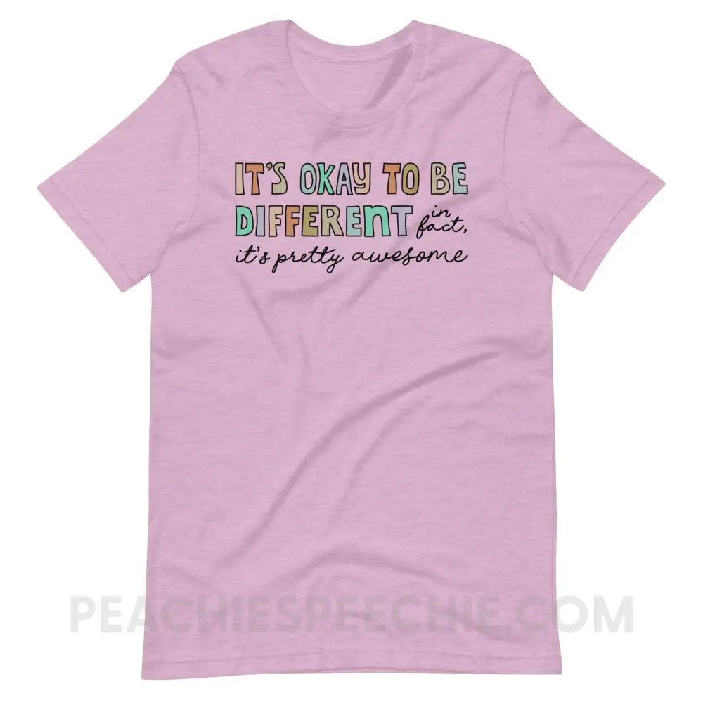 It’s Okay To Be Different Premium Soft Tee - Heather Prism Lilac / XS - T-Shirts & Tops peachiespeechie.com