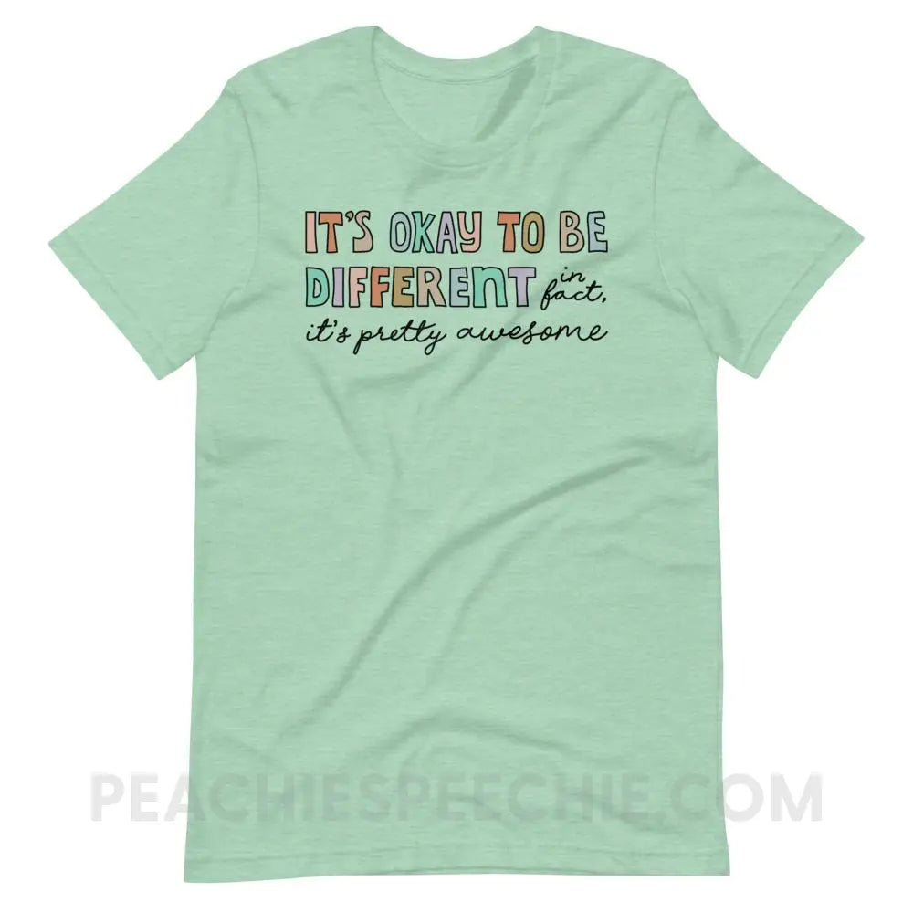 It’s Okay To Be Different Premium Soft Tee - Heather Prism Mint / XS - T-Shirts & Tops peachiespeechie.com