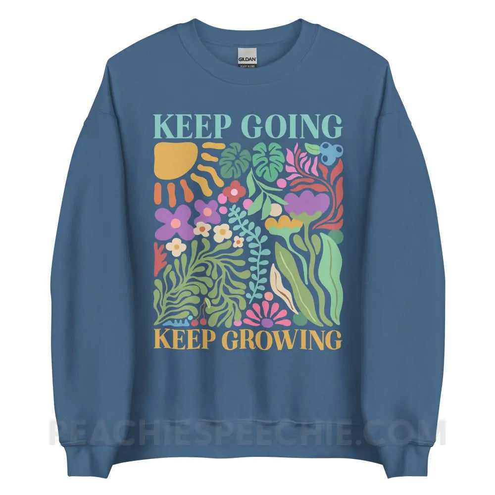 Keep Going Growing Classic Sweatshirt - Indigo Blue / S - peachiespeechie.com