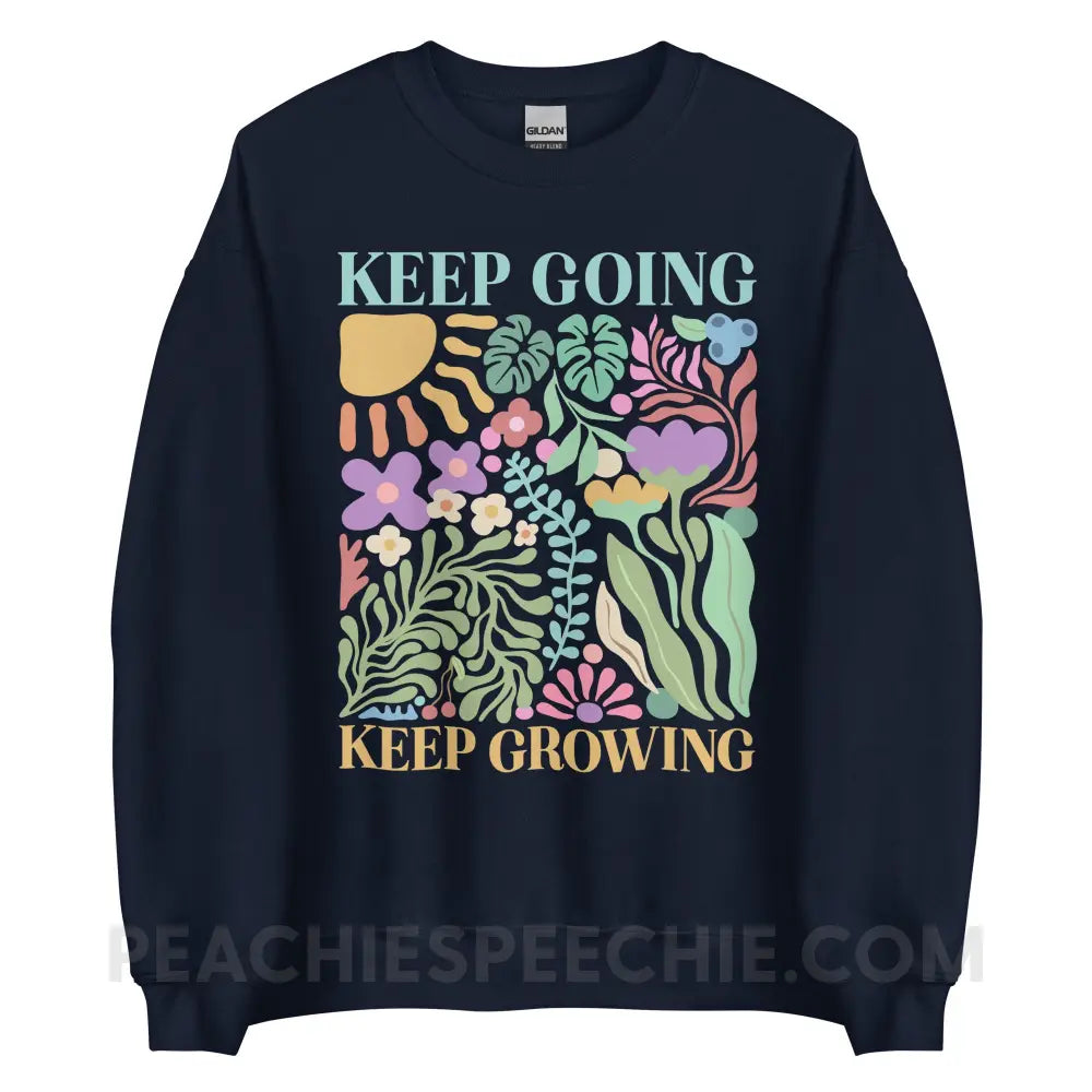 Keep Going Growing Classic Sweatshirt - Navy / S - peachiespeechie.com