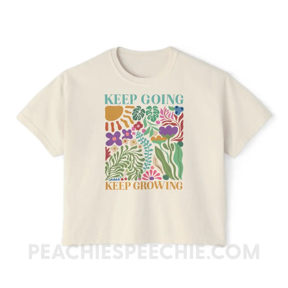 Keep Going Growing Comfort Colors Boxy Tee - Ivory / S - T-Shirt peachiespeechie.com
