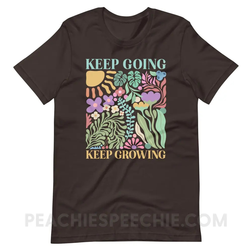 Keep Going Growing Premium Soft Tee - Brown / S - peachiespeechie.com