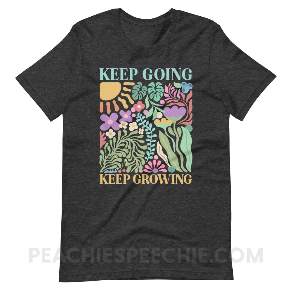 Keep Going Growing Premium Soft Tee - Dark Grey Heather / XS - peachiespeechie.com