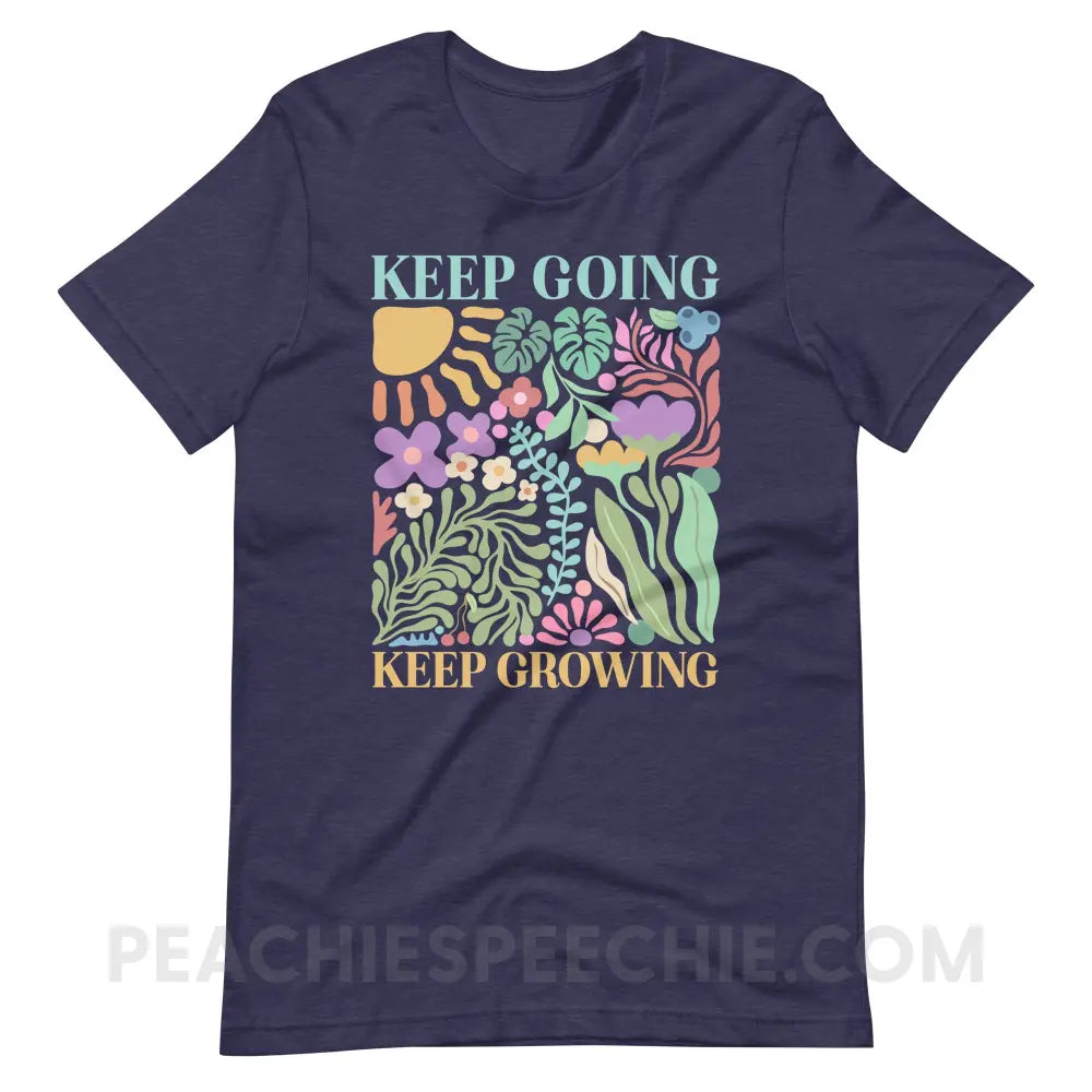 Keep Going Growing Premium Soft Tee - Heather Midnight Navy / XS - peachiespeechie.com