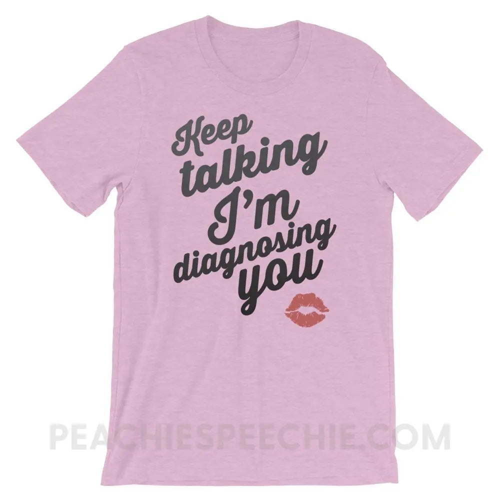 Keep Talking Premium Soft Tee - Heather Prism Lilac / XS - T-Shirts & Tops peachiespeechie.com