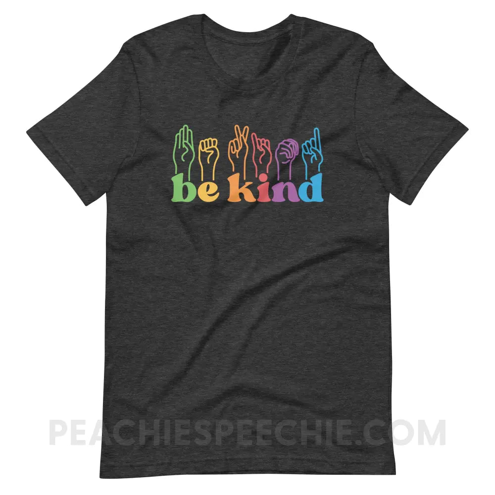 Be Kind Hands Premium Soft Tee - Dark Grey Heather / XS - T-Shirt peachiespeechie.com