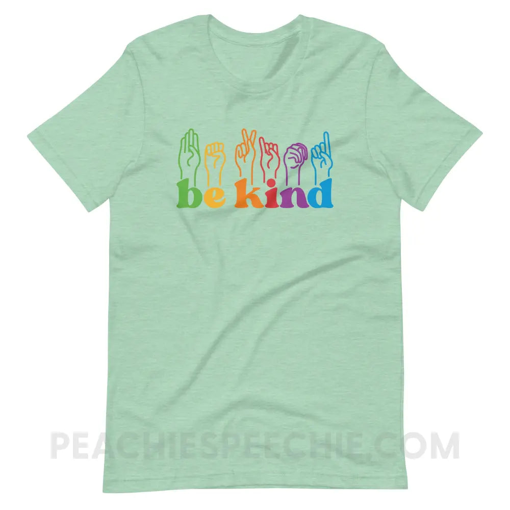 Be Kind Hands Premium Soft Tee - Heather Prism Mint / XS - T-Shirt peachiespeechie.com