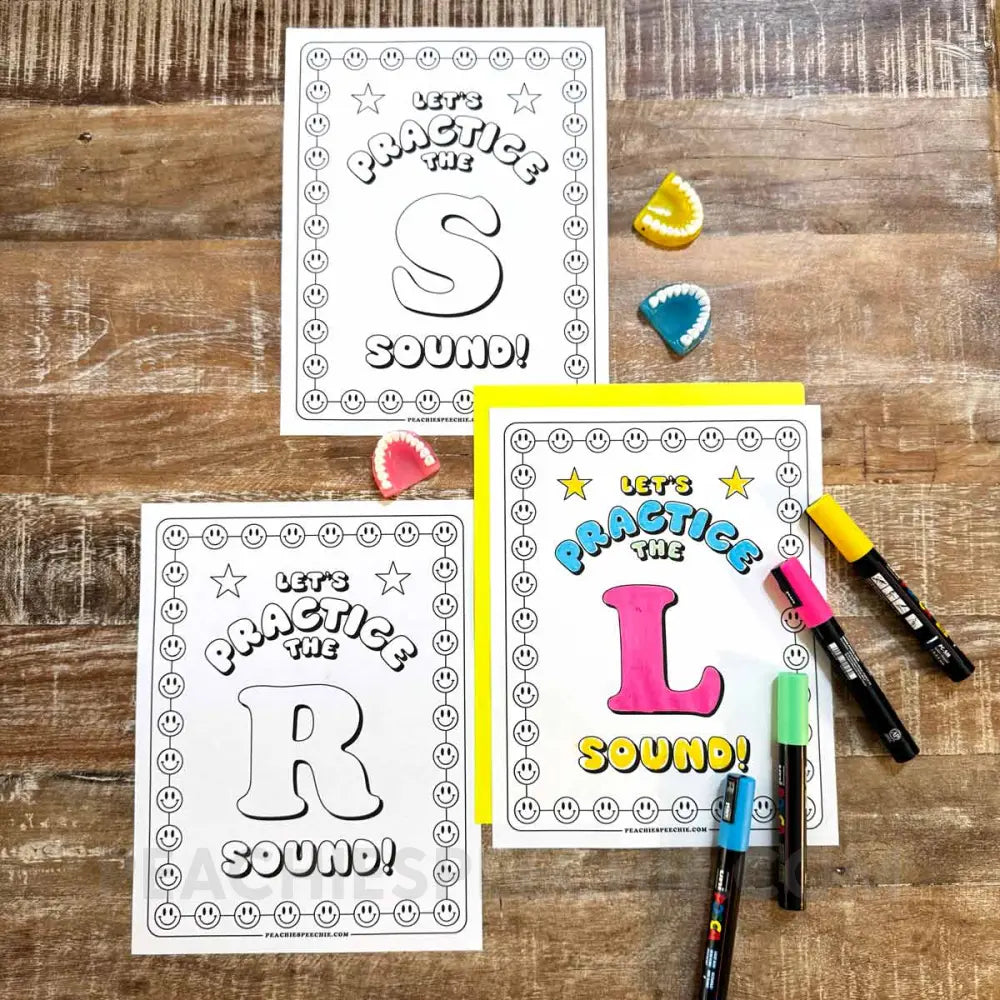 Let’s Practice! Speech Sound Coloring Sheets - Materials peachiespeechie.com