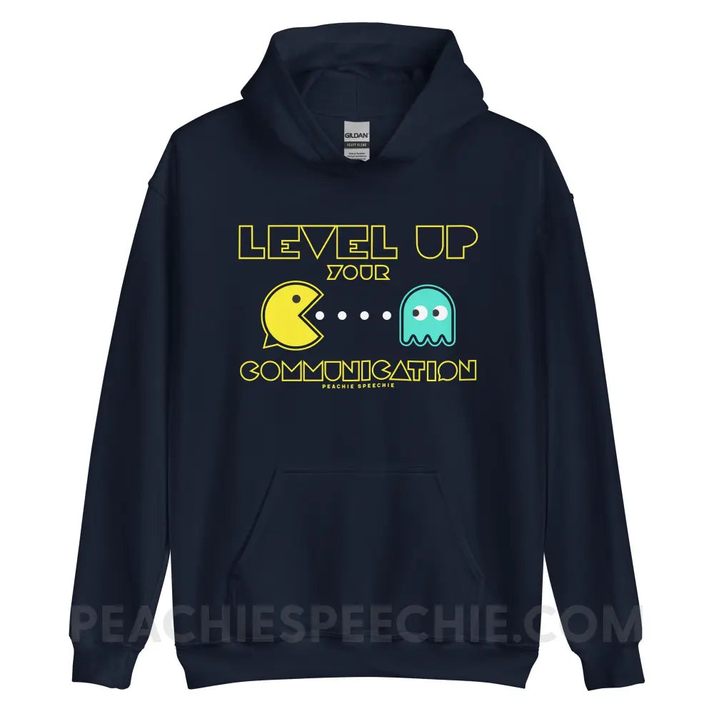 Level Up Your Communication Classic Hoodie - Navy / S - peachiespeechie.com