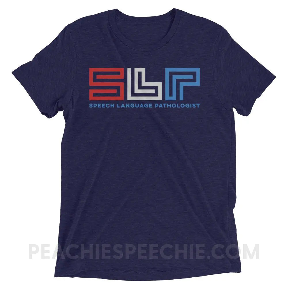 SLP Lines Tri-Blend Tee - Navy Triblend / XS - T-Shirts & Tops peachiespeechie.com