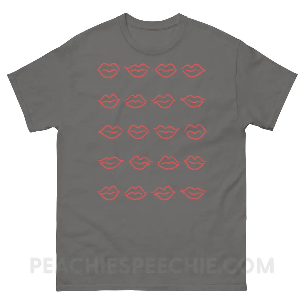 Lips Basic Tee - Charcoal / S - T-Shirts & Tops peachiespeechie.com