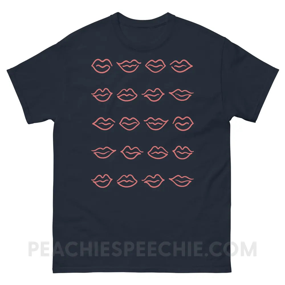 Lips Basic Tee - Navy / S - T-Shirts & Tops peachiespeechie.com