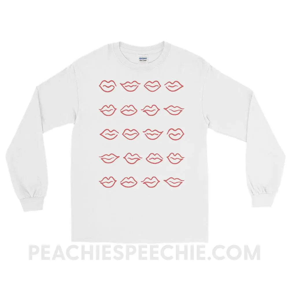 Lips Long Sleeve Tee - White / S - T-Shirts & Tops peachiespeechie.com