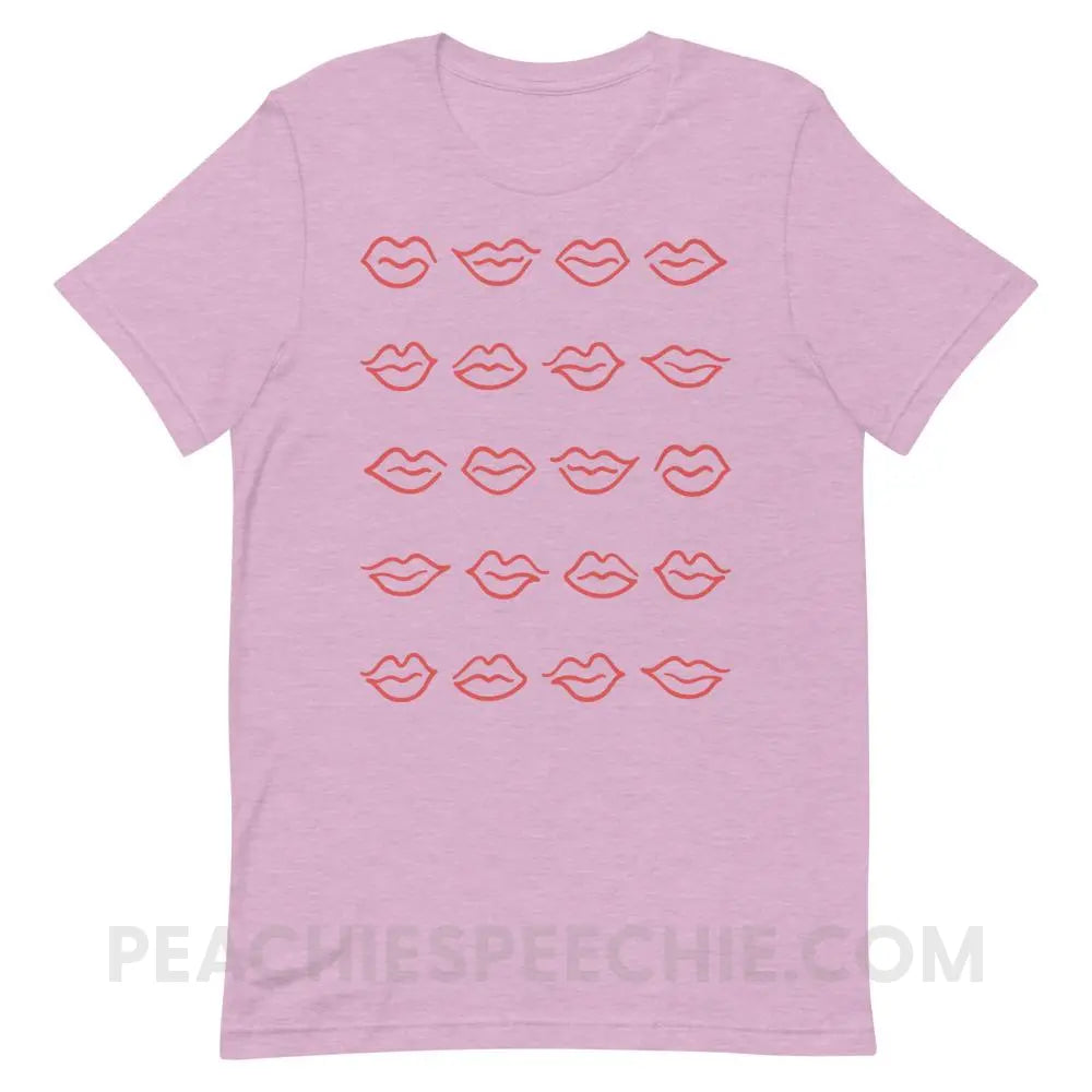 Lips Premium Soft Tee - Heather Prism Lilac / XS - T-Shirts & Tops peachiespeechie.com