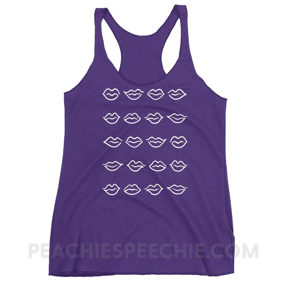Lips Tri-Blend Racerback - Purple Rush / XS - Tank Tops peachiespeechie.com