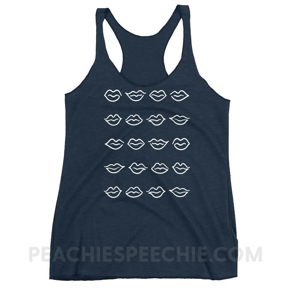 Lips Tri-Blend Racerback - Vintage Navy / XS - Tank Tops peachiespeechie.com