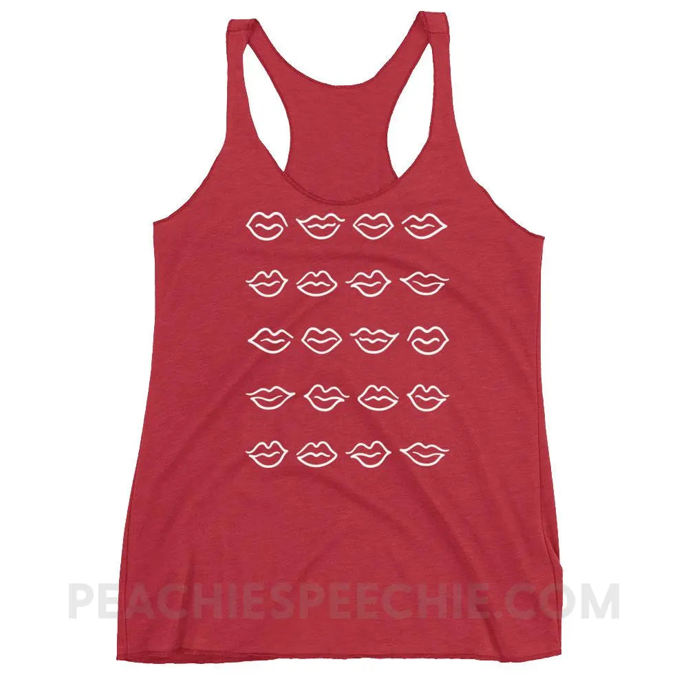 Lips Tri-Blend Racerback - Vintage Red / XS - Tank Tops peachiespeechie.com