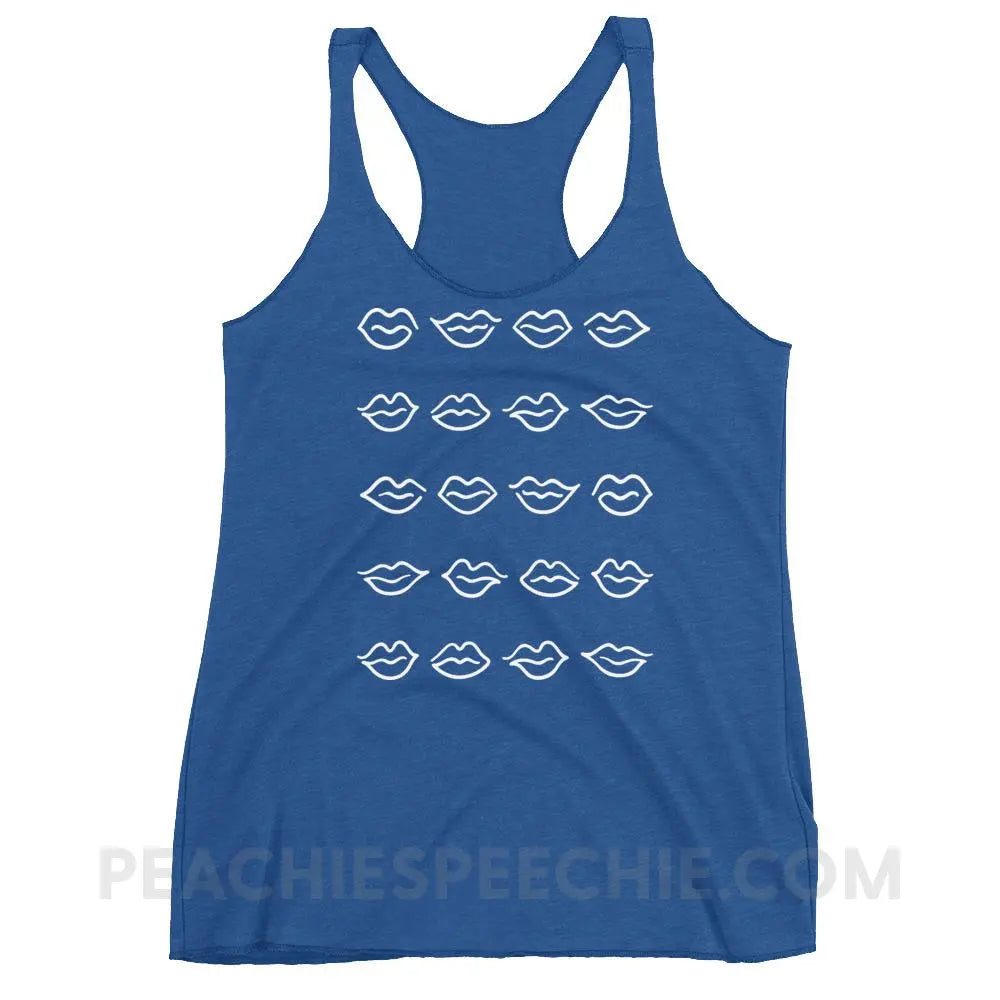 Lips Tri-Blend Racerback - Vintage Royal / XS - Tank Tops peachiespeechie.com