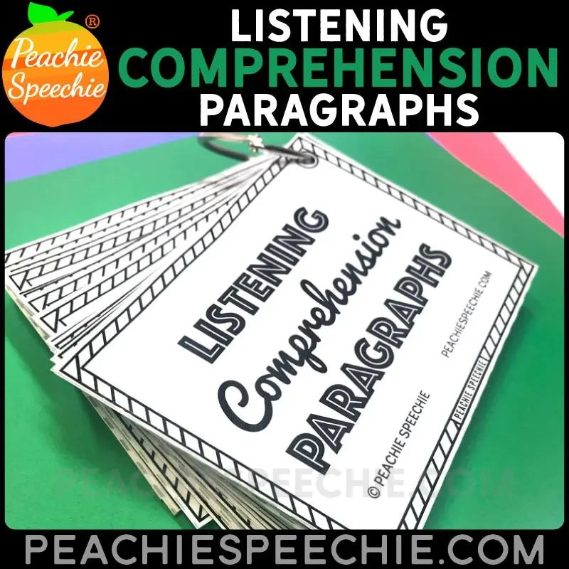Listening Comprehension Paragraphs: Answering WH - Questions - Materials peachiespeechie.com