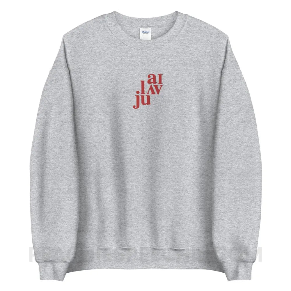 I Love You (in IPA) Embroidered Classic Sweatshirt - Sport Grey / S - peachiespeechie.com