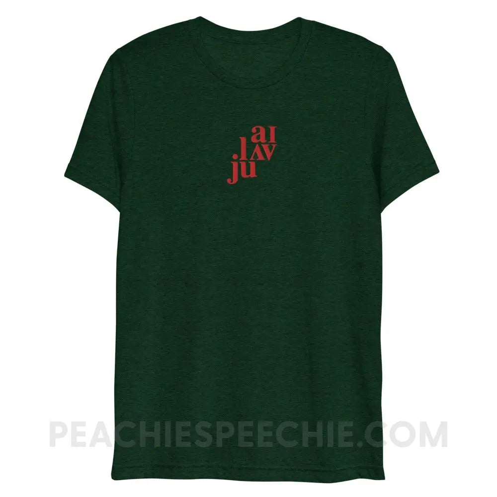 I Love You (in IPA) Embroidered Tri-Blend Tee - Emerald Triblend / XS - peachiespeechie.com