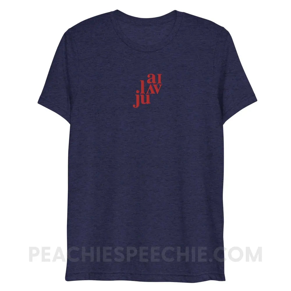 I Love You (in IPA) Embroidered Tri-Blend Tee - Navy Triblend / XS - peachiespeechie.com