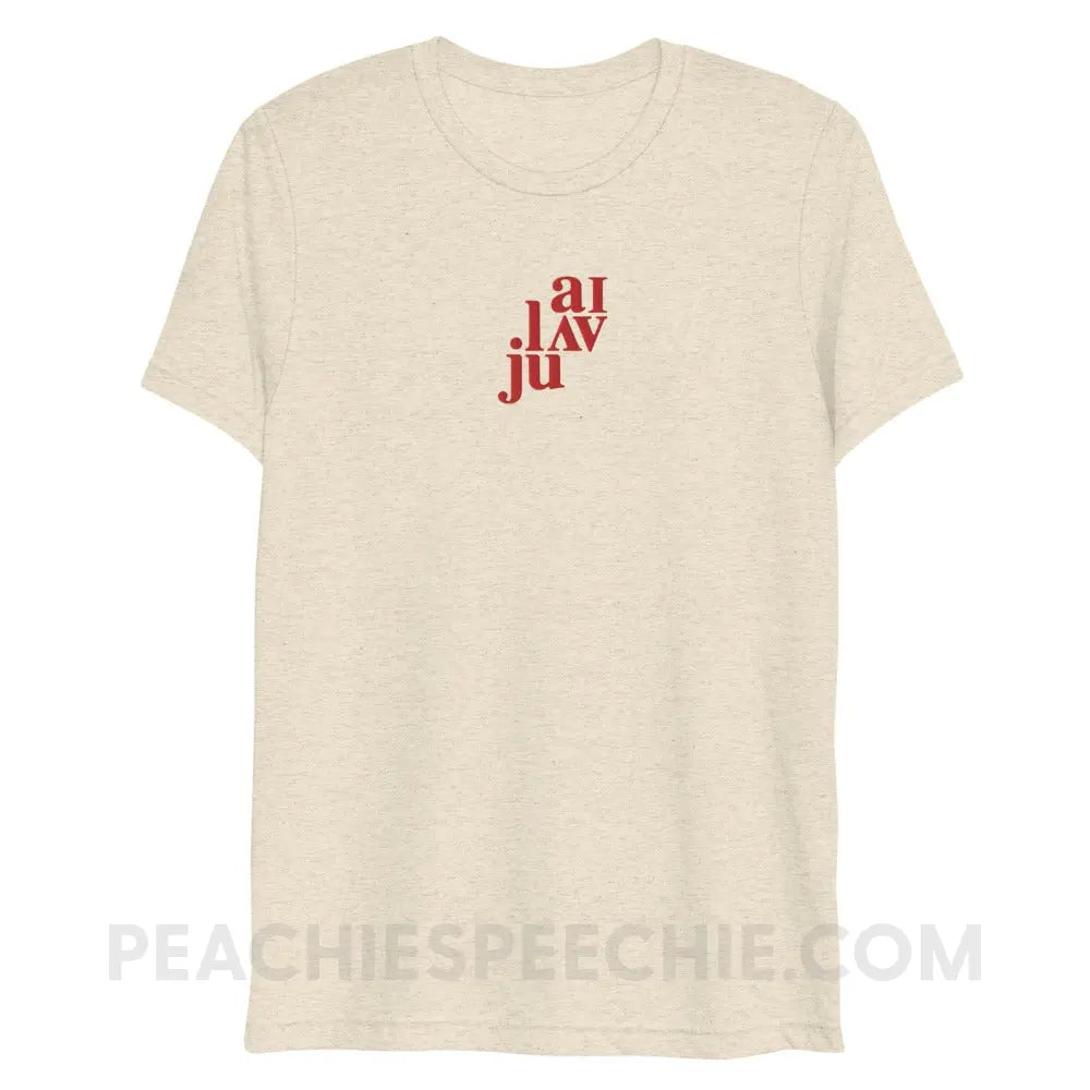 I Love You (in IPA) Embroidered Tri-Blend Tee - Oatmeal Triblend / XS - peachiespeechie.com