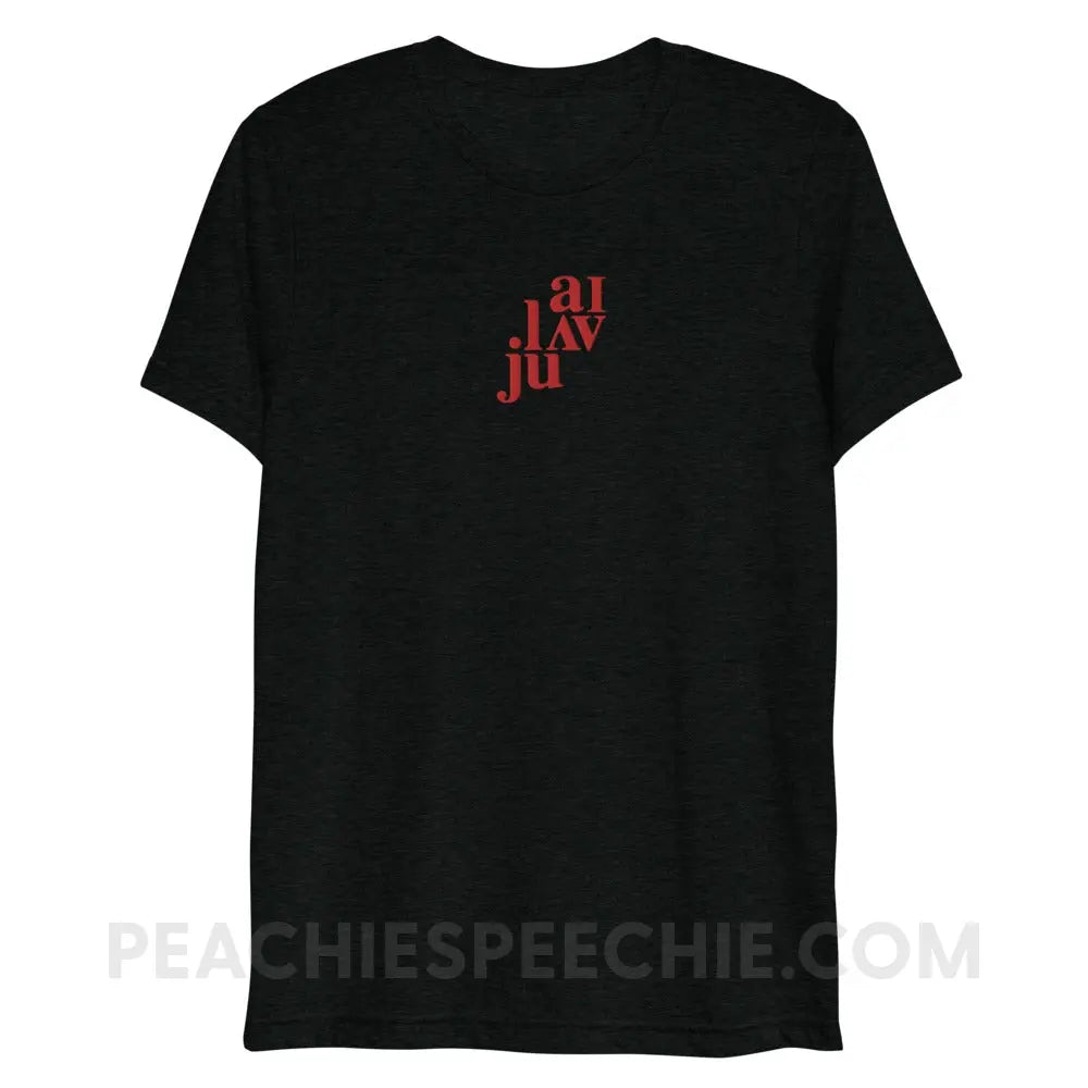 I Love You (in IPA) Embroidered Tri-Blend Tee - Solid Black Triblend / XS - peachiespeechie.com