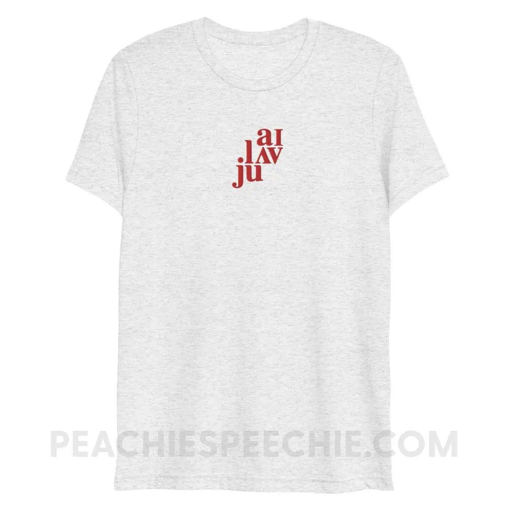 I Love You (in IPA) Embroidered Tri-Blend Tee - White Fleck Triblend / XS - peachiespeechie.com