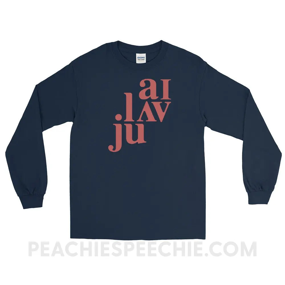 I Love You (in IPA) Long Sleeve Tee - Navy / S - peachiespeechie.com