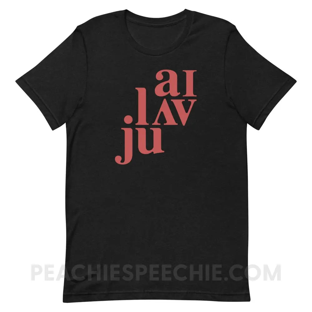 I Love You (in IPA) Premium Soft Tee - Black Heather / XS - peachiespeechie.com