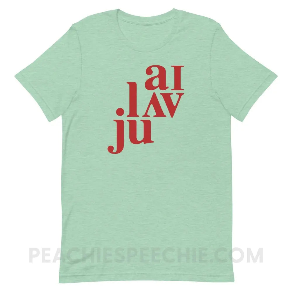 I Love You (in IPA) Premium Soft Tee - Heather Prism Mint / XS - peachiespeechie.com