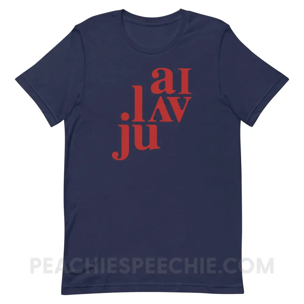 I Love You (in IPA) Premium Soft Tee - Navy / XS - peachiespeechie.com