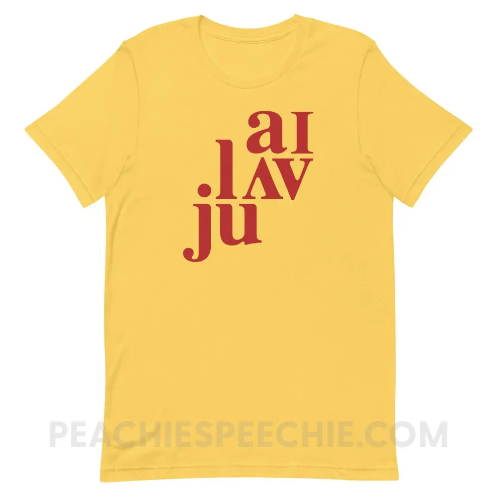 I Love You (in IPA) Premium Soft Tee - Yellow / S - peachiespeechie.com
