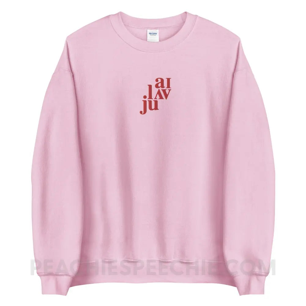 I Love You (in IPA) Embroidered Classic Sweatshirt - Light Pink / S peachiespeechie.com