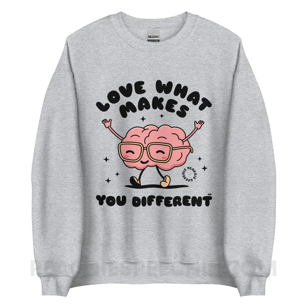 Love What Makes You Different™ Brain Character Classic Sweatshirt - Sport Grey / S - peachiespeechie.com