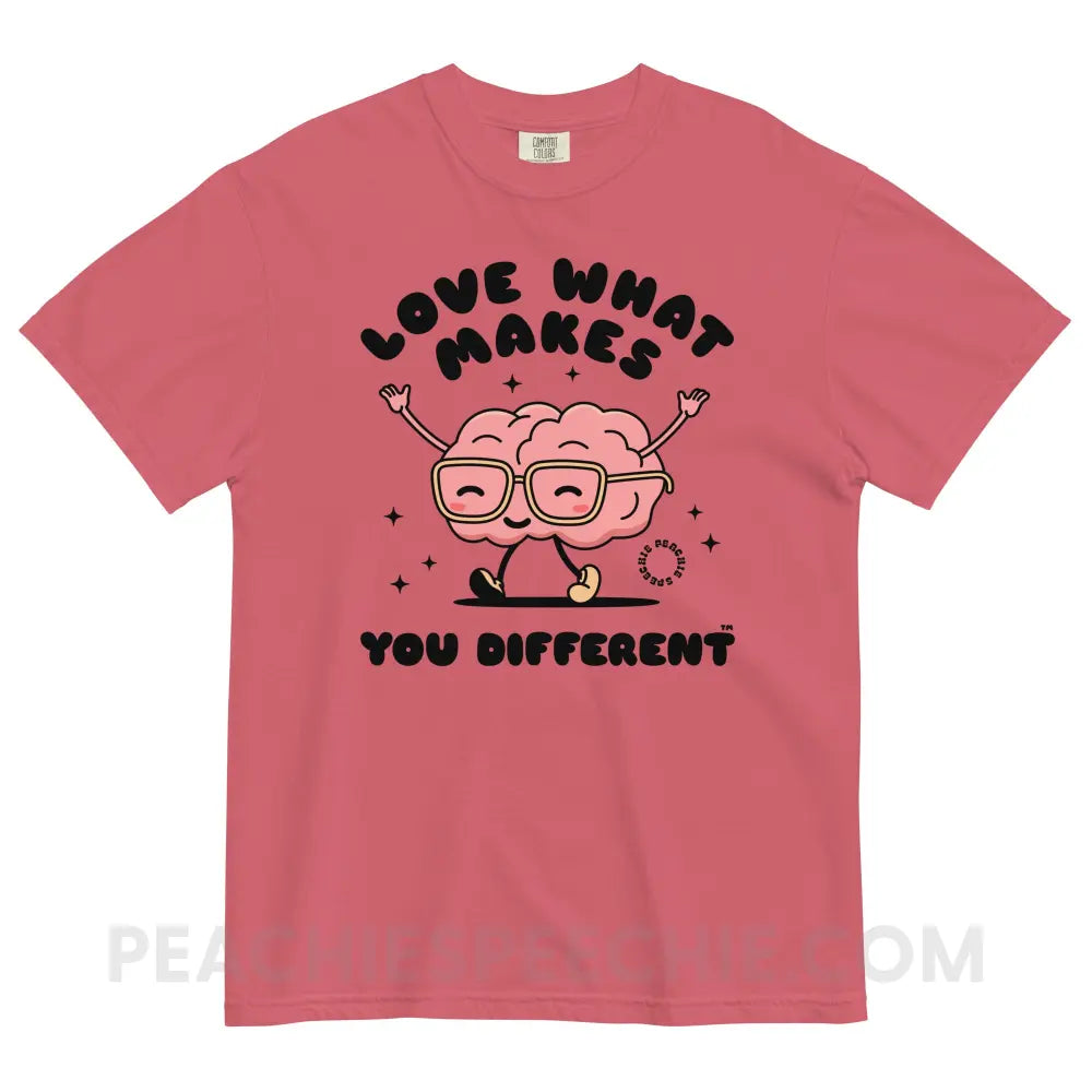 Love What Makes You Different™ Brain Character Comfort Colors Tee - Watermelon / S - peachiespeechie.com