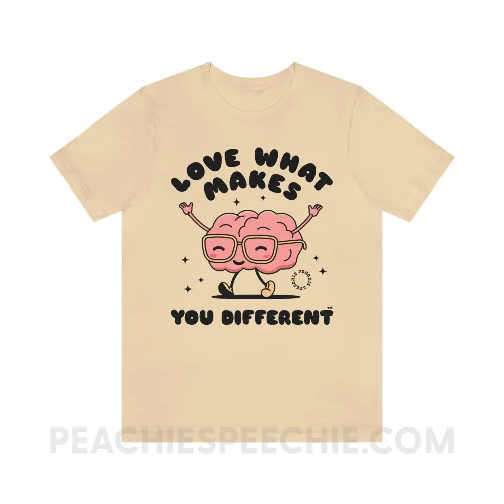 Love What Makes You Different™ Brain Character Premium Soft Tee - Cream / S - T-Shirt peachiespeechie.com