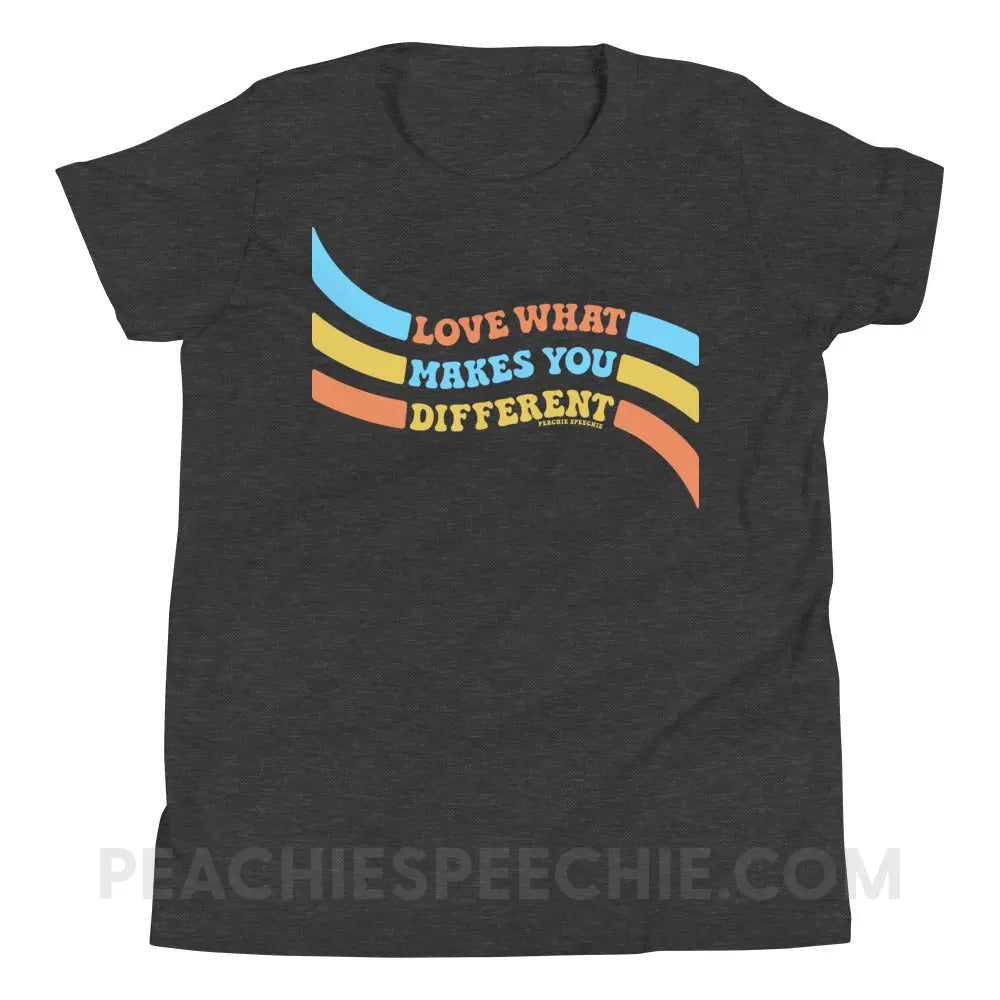 Love What Makes You Different™ Premium Youth Tee - Dark Grey Heather / S - peachiespeechie.com