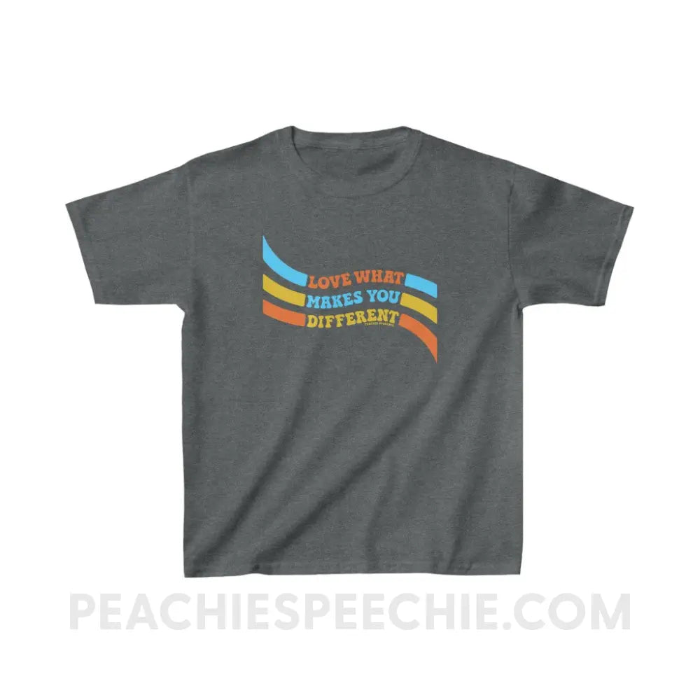 Love What Makes You Different™ Youth Tee - Dark Heather / XS - Kids clothes peachiespeechie.com