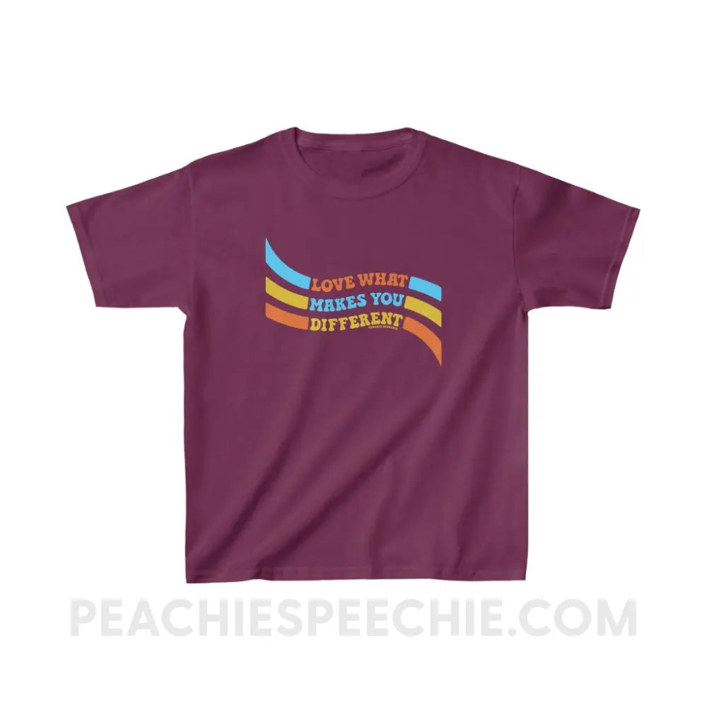 Love What Makes You Different™ Youth Tee - Maroon / XS - Kids clothes peachiespeechie.com