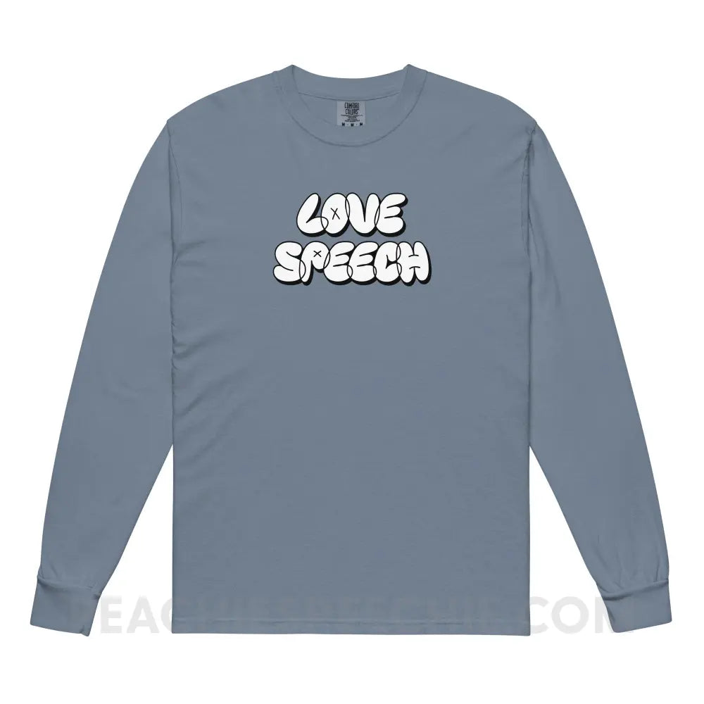 Love Speech Graffiti Comfort Colors Long Sleeve - Blue Jean / S - peachiespeechie.com