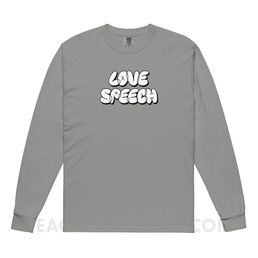 Love Speech Graffiti Comfort Colors Long Sleeve - Grey / S - peachiespeechie.com