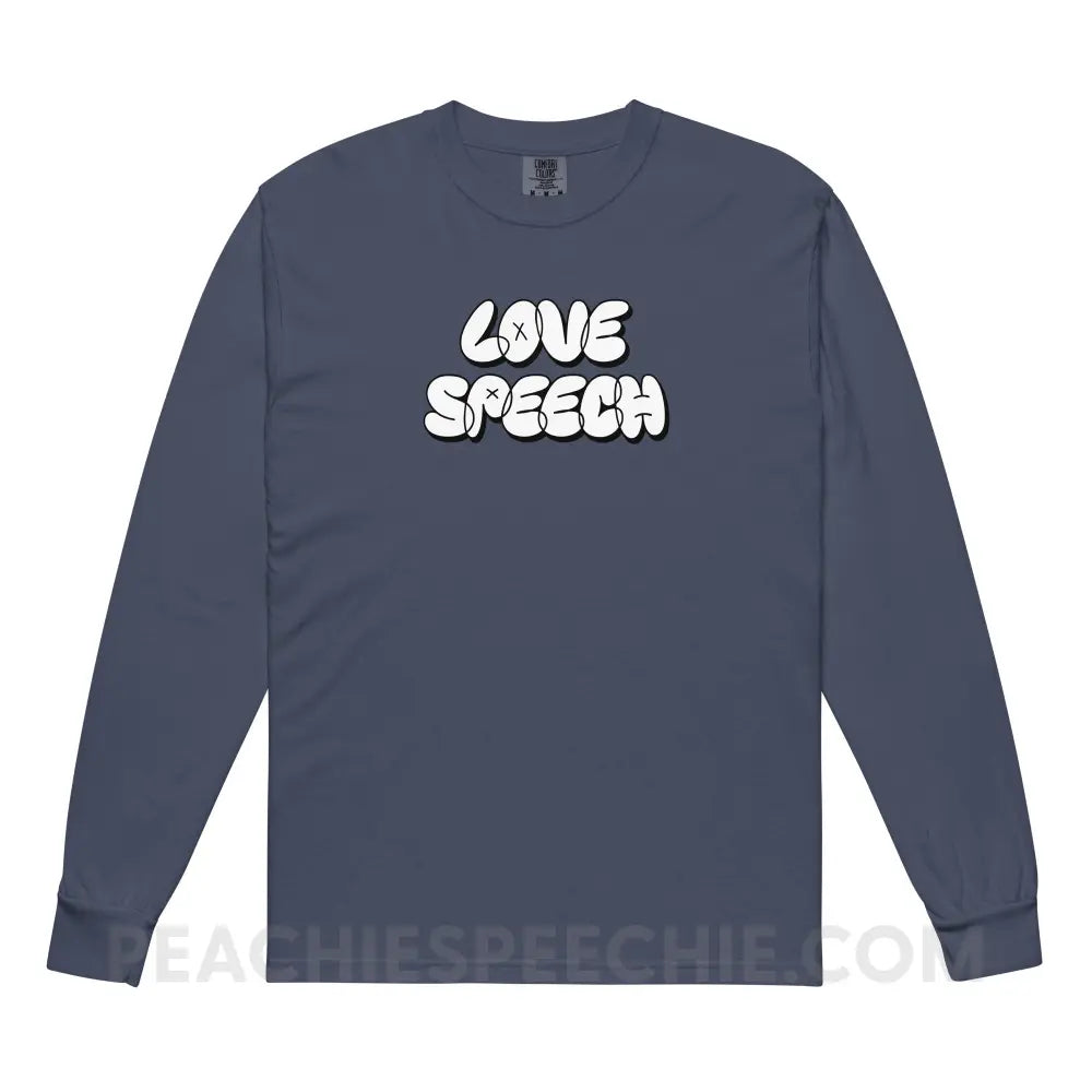 Love Speech Graffiti Comfort Colors Long Sleeve - Navy / S - peachiespeechie.com