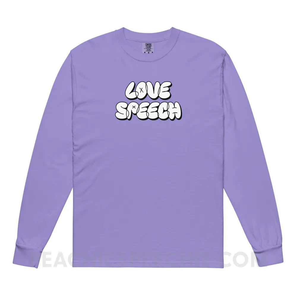 Love Speech Graffiti Comfort Colors Long Sleeve - Violet / S - peachiespeechie.com