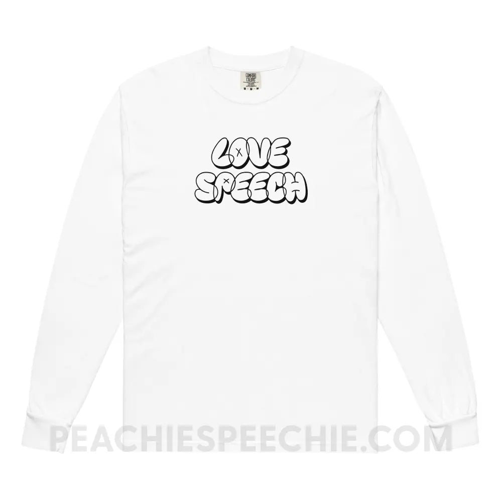 Love Speech Graffiti Comfort Colors Long Sleeve - White / S - peachiespeechie.com