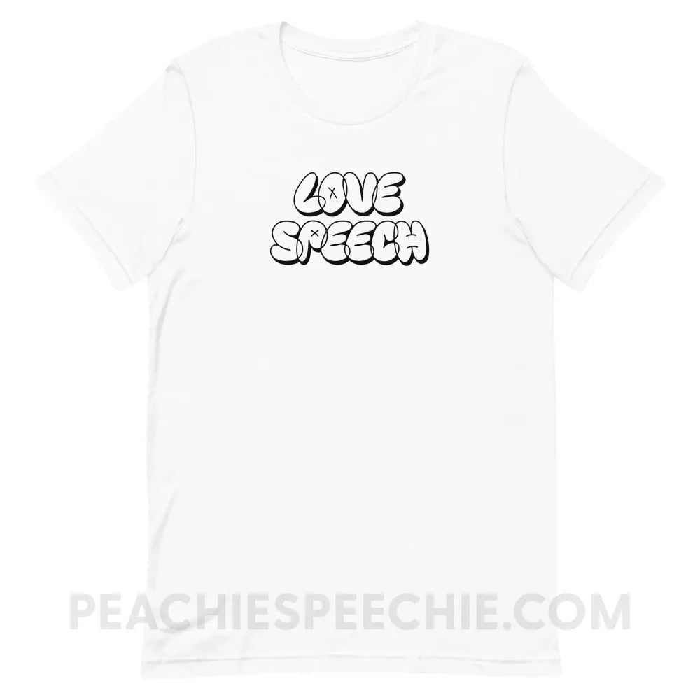 Love Speech Graffiti Premium Soft Tee - White / XS - peachiespeechie.com