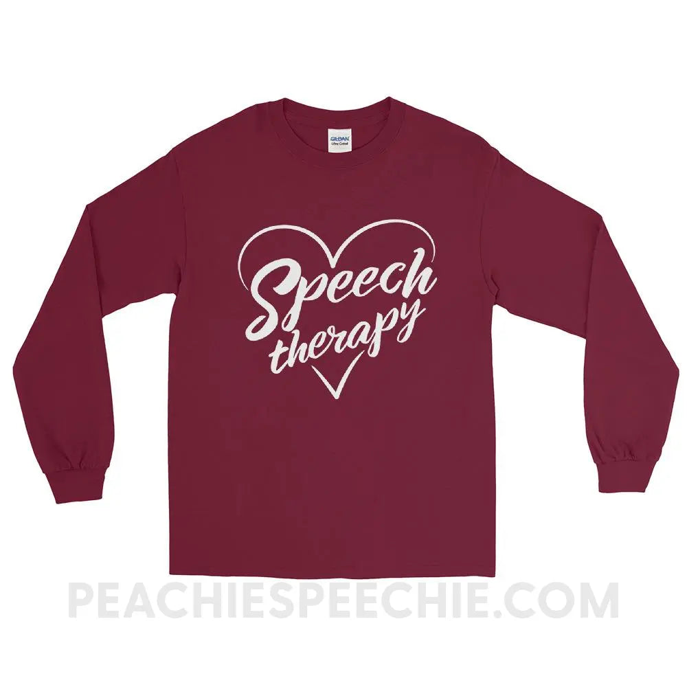 Love Speech Long Sleeve Tee - Maroon / S - T-Shirts & Tops peachiespeechie.com