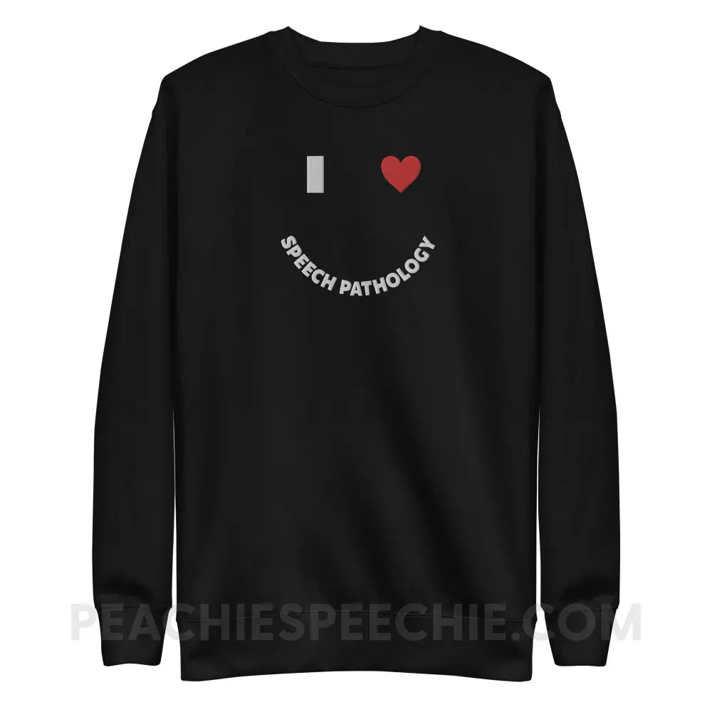 I Love Speech Pathology Embroidered Fave Crewneck - Black / S - peachiespeechie.com