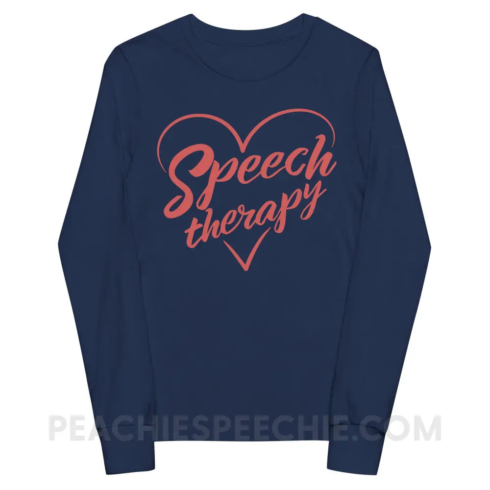 Love Speech Premium Youth Long Sleeve - Navy / S - peachiespeechie.com